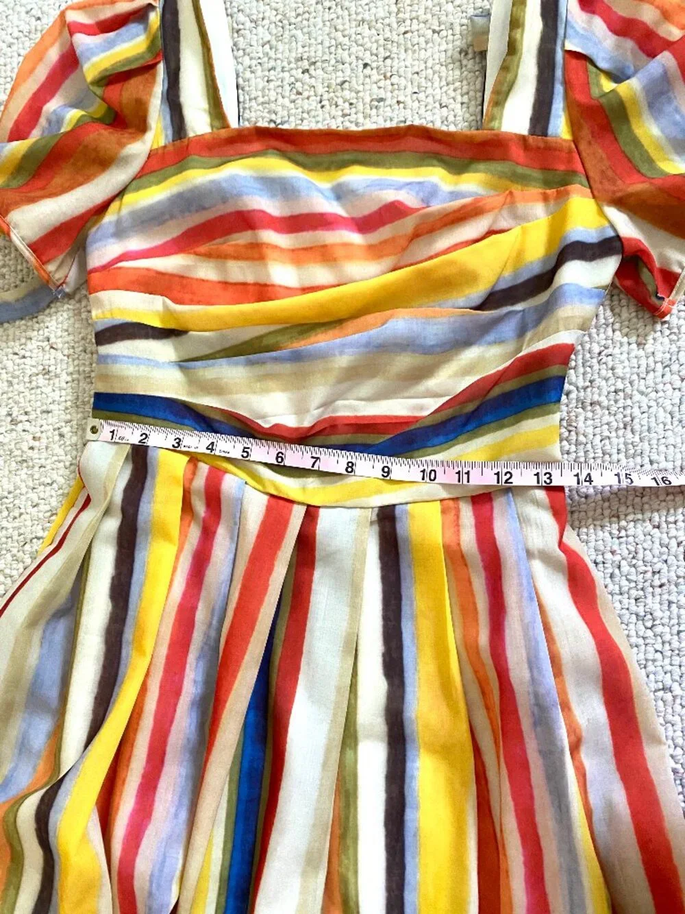 Rainbow Striped Cotton Midi Dress S